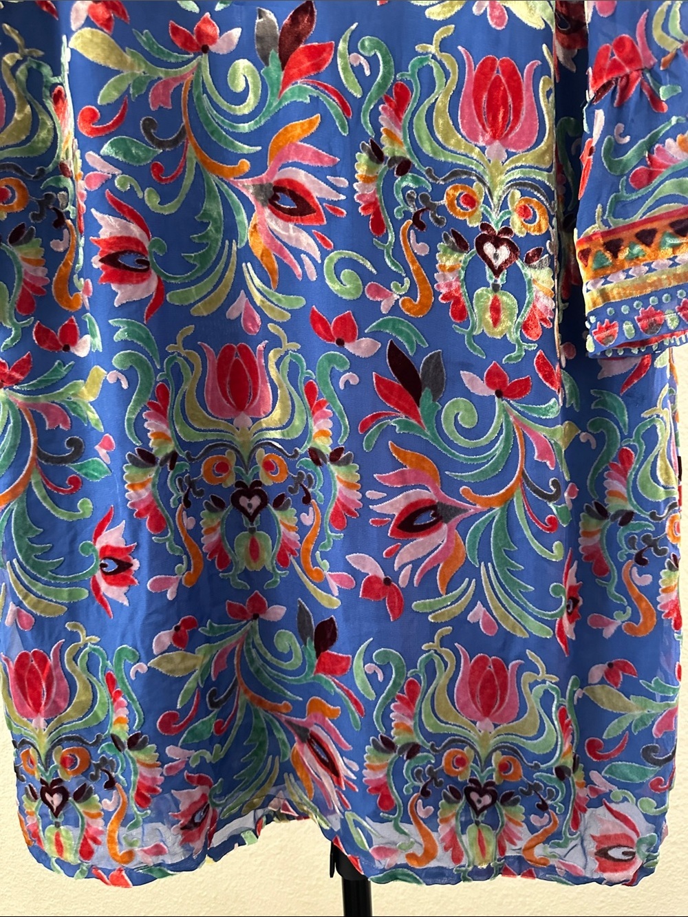 Johnny Was Sofiya Primula Burnout Silk Tunic Dress Blue Floral sz Medium NEW - Picture 4 of 10